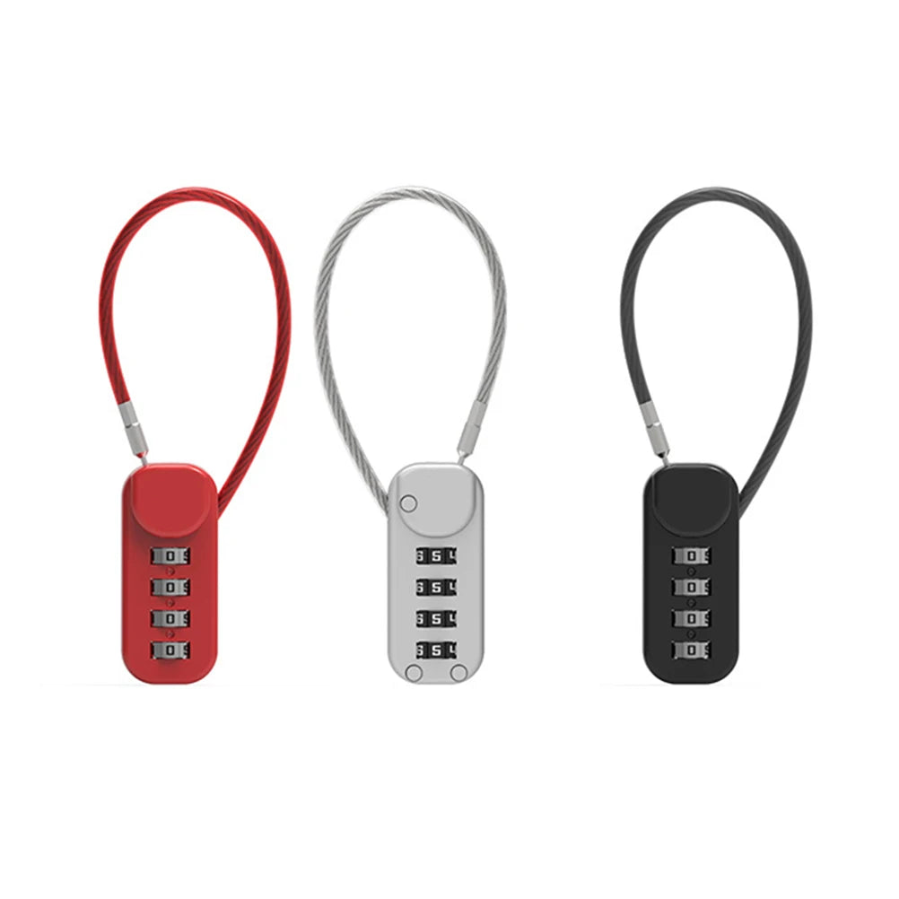 4-Digit Combination Cable Lock – Spring Coil Wire Rope Security Lock for Luggage, Backpack, Suitcase & Drawer Safety