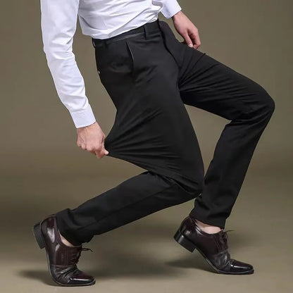 Men's Business Casual Long Pants: Spring Autumn Fashion Elastic Straight Formal Trousers - Plus Big Sizes 28-40