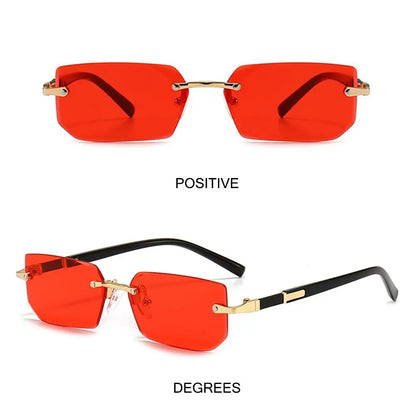 Rimless Rectangle Sunglasses – Fashion Small Square Shades for Men & Women, Summer Travel Eyewear