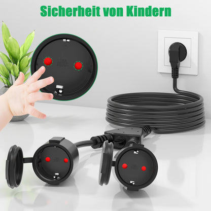 European Standard Power Extension Cord – 5cm/3/5/7M, Male to Female, 3680W 250V 16A with Safety Plug