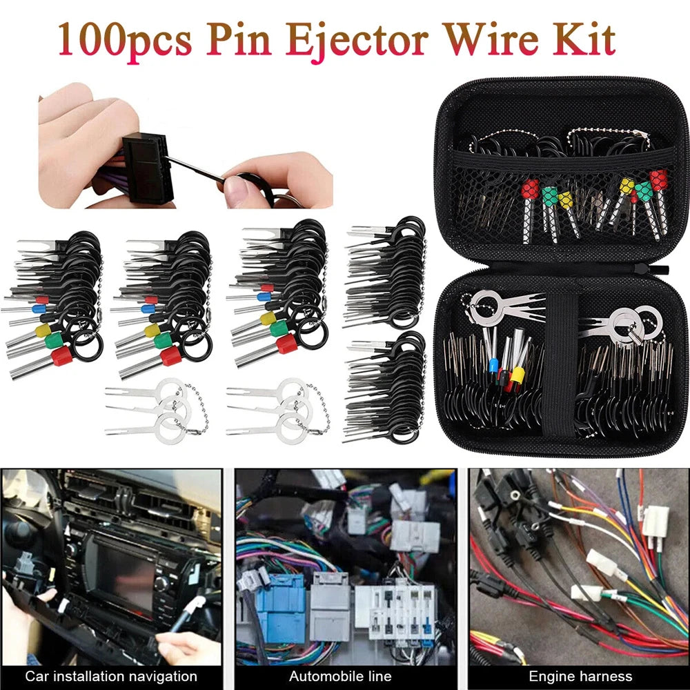 100-Piece Automotive Terminal Removal Tool Kit - Electrical Wiring Connector Pin Extractor & Plug Repair Tools