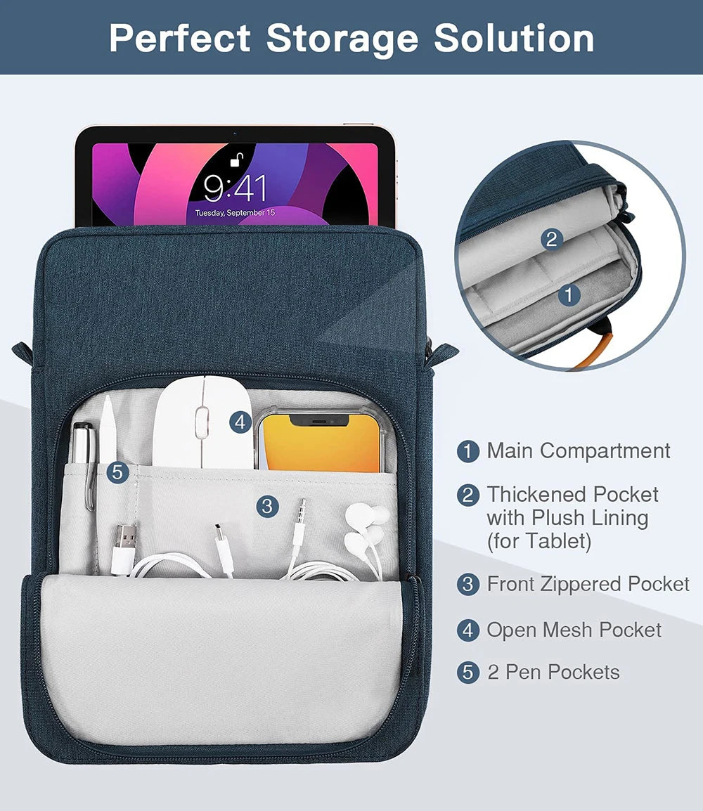 Tablet Sleeve Case – For Samsung Galaxy Tab S9, S8, S7, FE, Lite, A7, A8, A9 Plus & Xiaomi Mi Pad 5/6 Pro, Portable Pouch