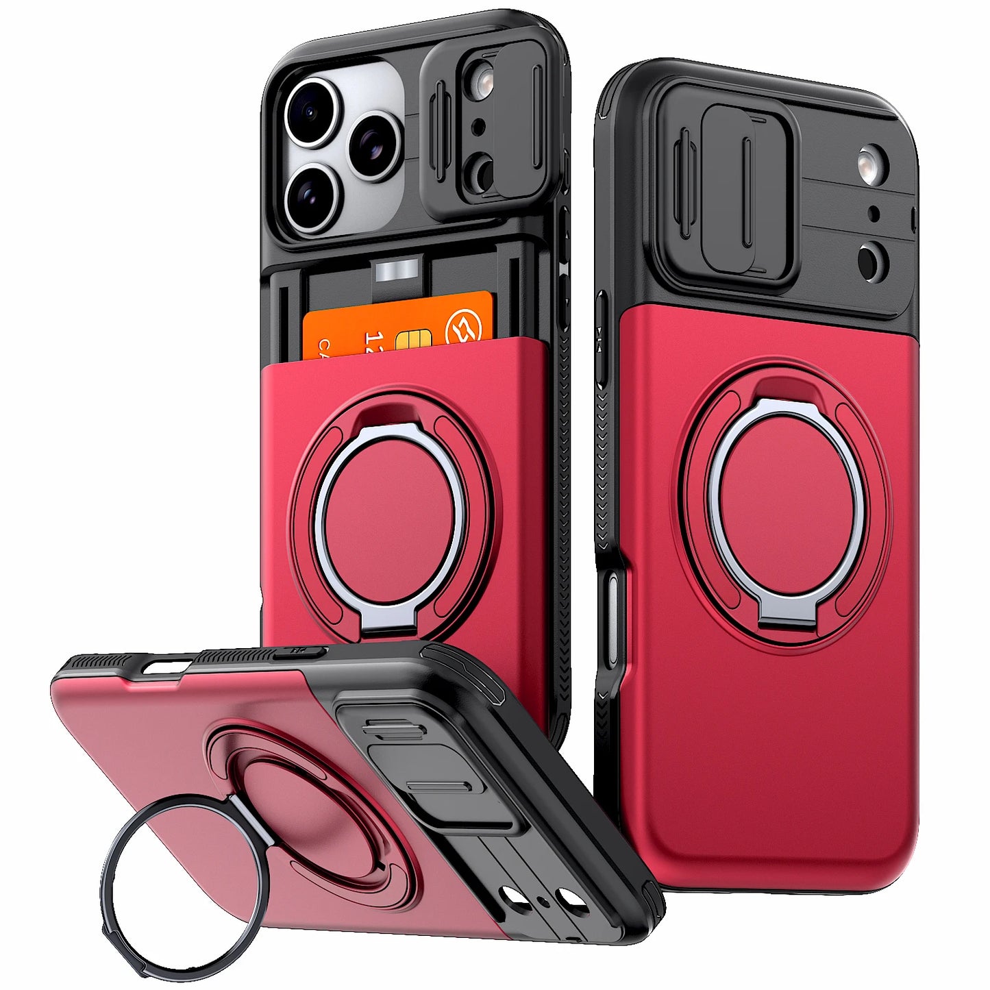 Luxury Wallet Case for iPhone 18 17 16 15 14 13 12 Pro Max 17E 16E 17 Pro - Shockproof Armor Card Holder Stand Cover