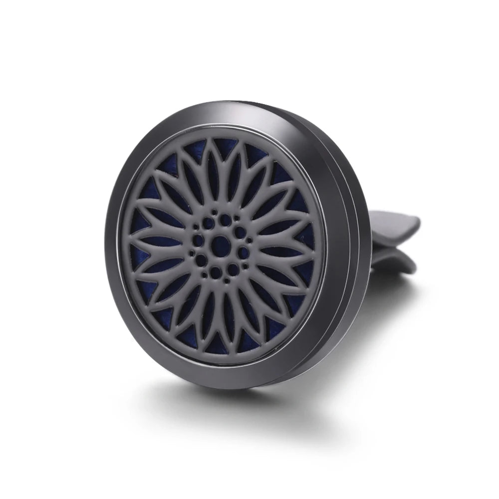 All-Black Tree of Life Car Air Freshener – Stainless Steel Aromatherapy Essential Oil Diffuser Locket Pendant
