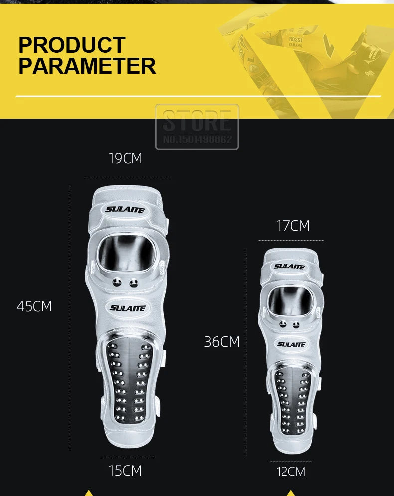 4PCS Motorcycle Knee & Elbow Pads Set — Stainless Steel Motocross Racing Protective Gear Kit