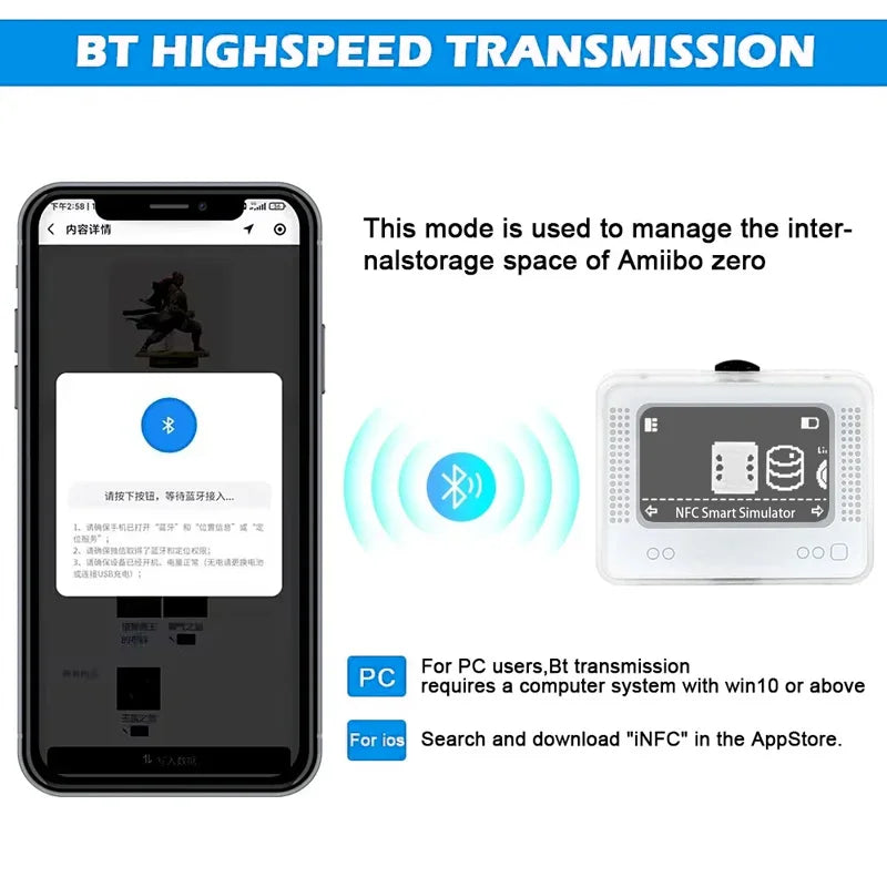 Amiibo NFC Simulator Pixel Emulator – Bluetooth-Compatible Replacement Accessory for Switch 2 (2025)