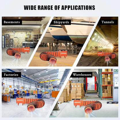 Portable Industrial Exhaust Fan - 3500 CFM Heavy-Duty Ventilation Blower with Flexible Duct for Workshop, Basement & Attic