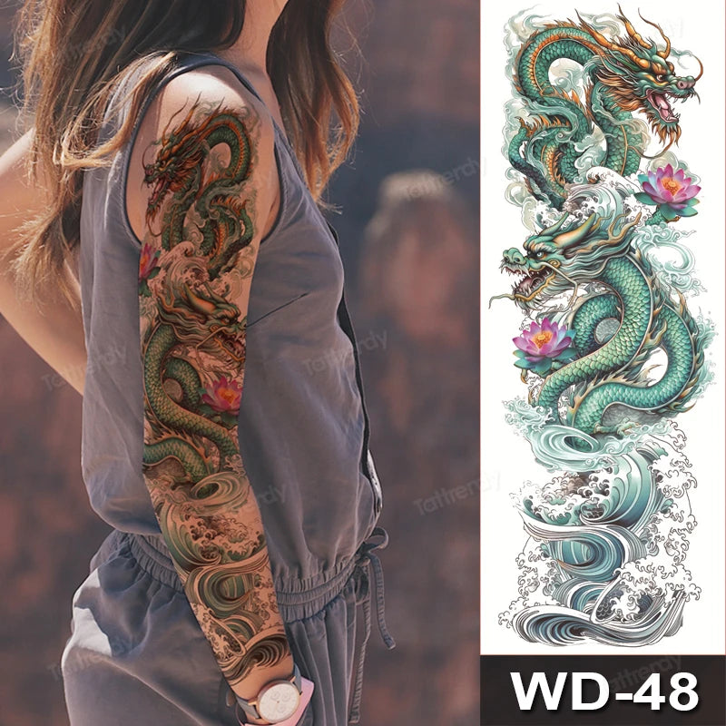 Large Temporary Leg Tattoos for Women - Sexy Animal & Anime Skull Water Transfer Body Art Stickers