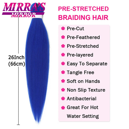 Purple Pre-Stretched Yaki Hair Extensions – Soft Synthetic Jumbo Braids for DIY Ponytail in Pink, Grey, Orange, Red & Blue