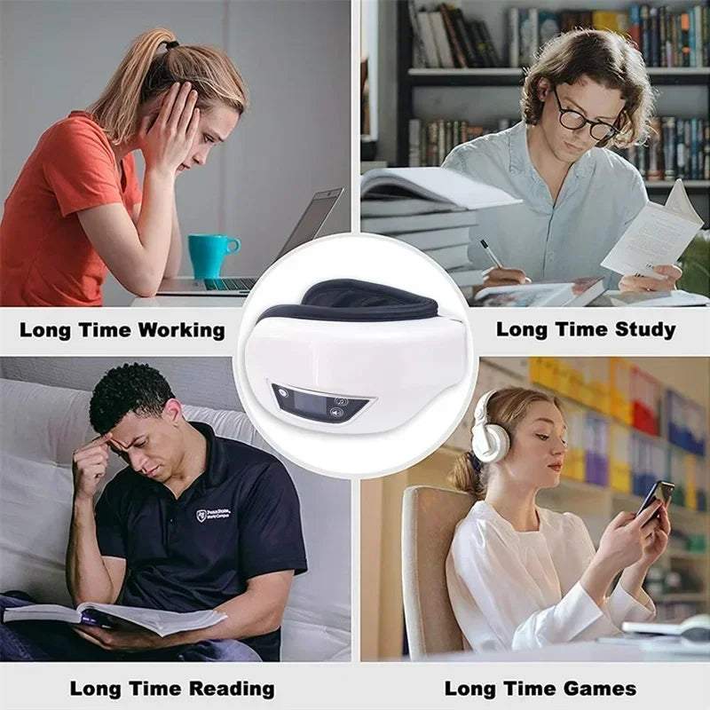 6D Rechargeable Eye Massager – Vibrating Hot Compress with Bluetooth Music for Relaxation, Sleep Improvement & Eye Care
