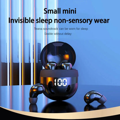 SK18 Mini Invisible Bluetooth 5.3 Headphones - Bass Sleep Earphones with HD Microphone & Noise Cancellation