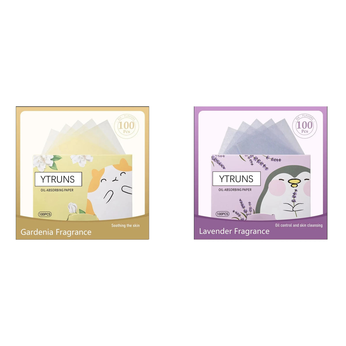 100pcs Fragrance Oil-Absorbing Face Paper - Green Tea, Gardenia, Chamomile, Lavender, Rose & Bamboo Charcoal Blotting Sheets