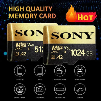 Original SONY Micro SD Card – 2TB, 1TB, 512GB, 128GB High-Speed TF Memory Card for Drone, Audio, PC & PS5 Game