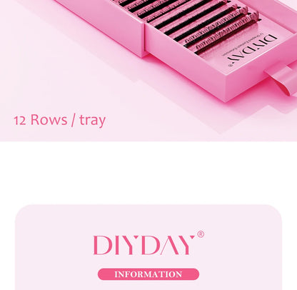 DIYDAY U-Shaped 3D Volume Eyelash Extensions — Easy-Apply Natural Wispy U YY Shape Faux Mink Lashes for Makeup