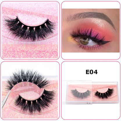 3D Real Mink False Eyelashes – Thick Handmade Strip Lashes with Glitter Packing for Makeup Beauty D101