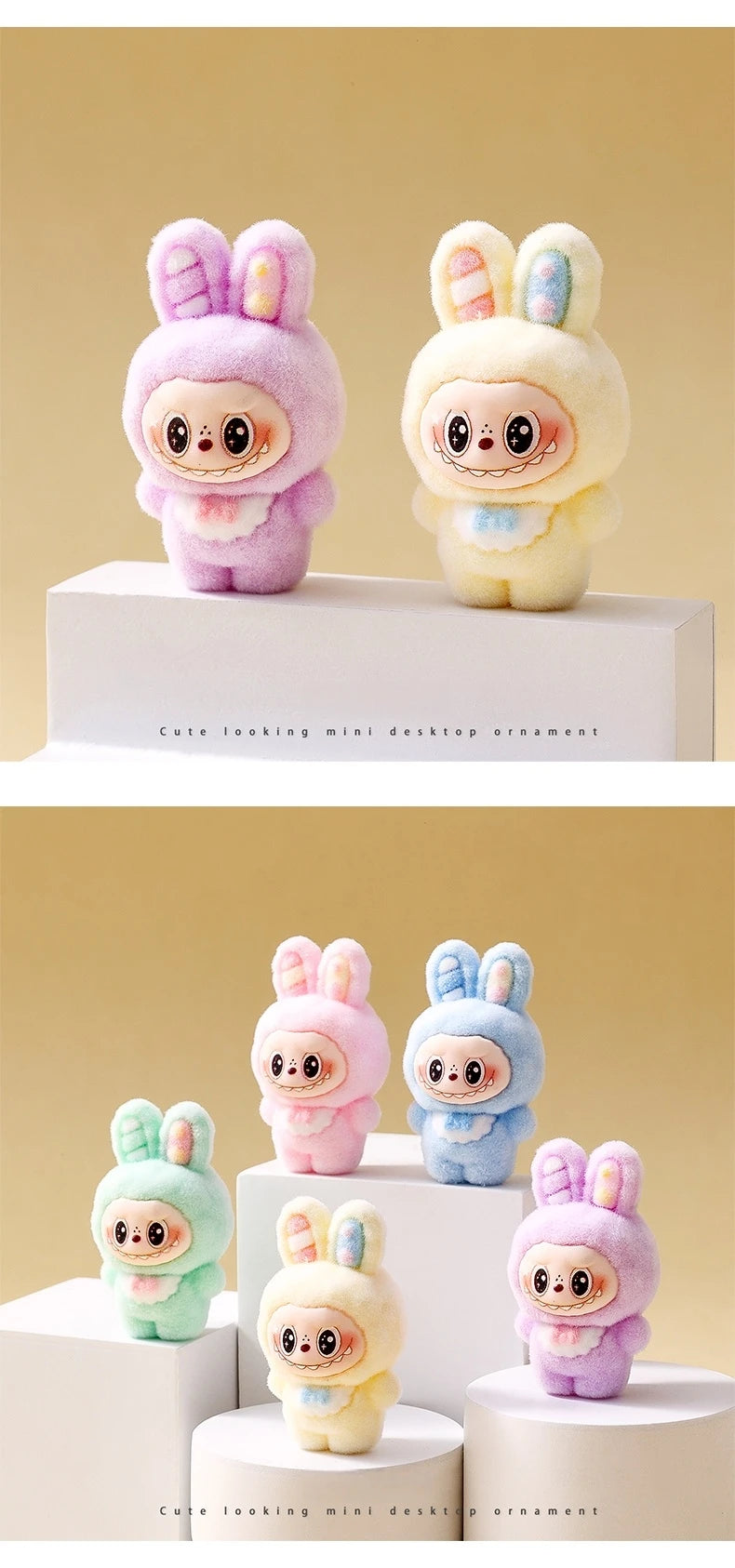 10pcs Babythree Rabbit Anime Flocked Action Figures Decorative Pendant Kawaii Desktop Dolls Toy Gifts