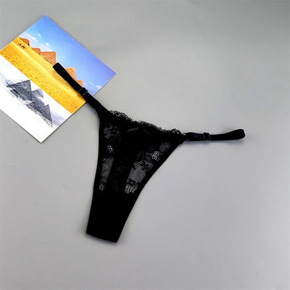 Women's Sexy Lace Thong Set - 3-Piece Sheer G-String Low Waist Plus Size Lingerie