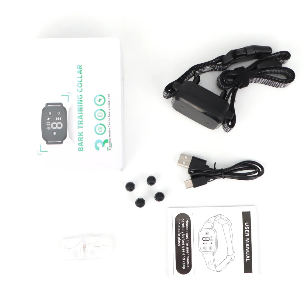 Smart Automatic Anti-Barking Dog Collar: HD Digital Display, IP67 Waterproof - Rechargeable Bark Stopper