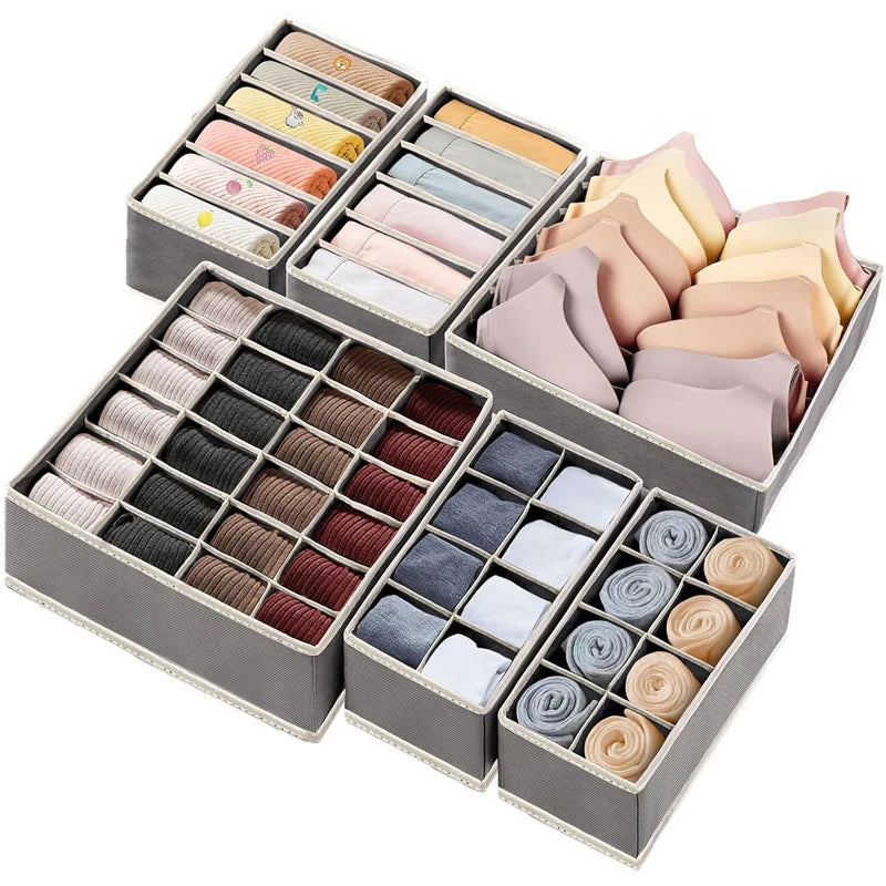 Foldable Underwear & Sock Organizer Box – Wardrobe Drawer Storage Divider for Bras, Pants, Scarves & Ties Closet Organizer