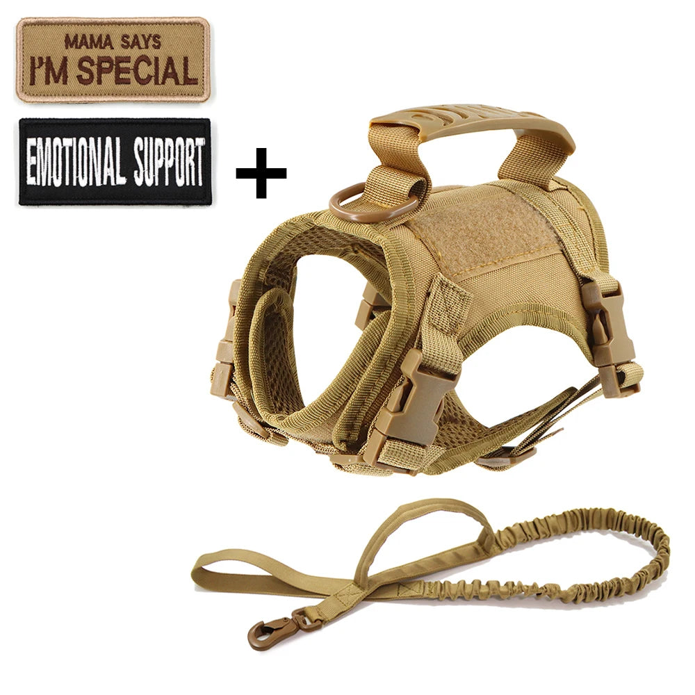 Tactical Cat & Small Dog Harness — Adjustable Puppy Vest with Leash, Handle, and 2 Patches for Training & Outdoor Use