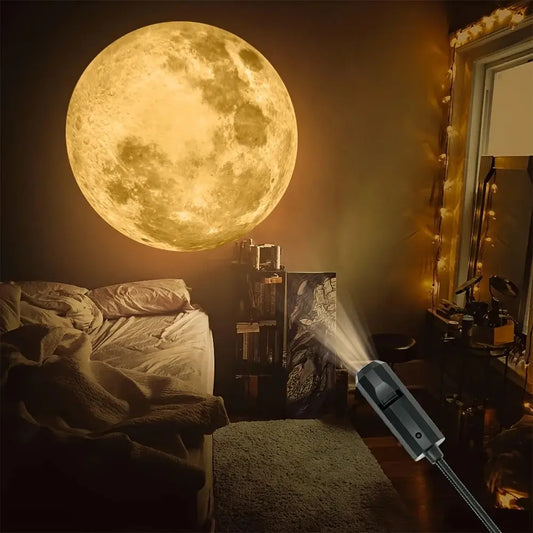 USB Moon & Earth Ceiling Projection Light - Galaxy Atmosphere Lamp for Bedroom Decor