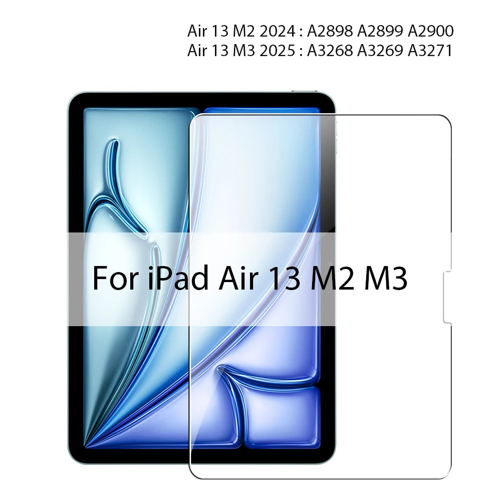 Tempered Glass Screen Protector for iPad A16 9th/10th Gen, Pro 13 M4, Air 11 M2/M3/5/4/3/2, Mini 6/7