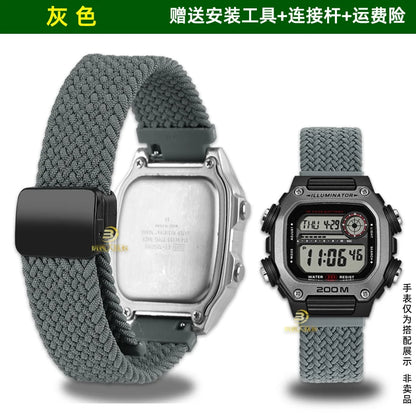 18mm Nylon Canvas Watch Strap for Casio DW-291H DW-290 W-218H W-219H - Knitted Replacement Wristband for Men