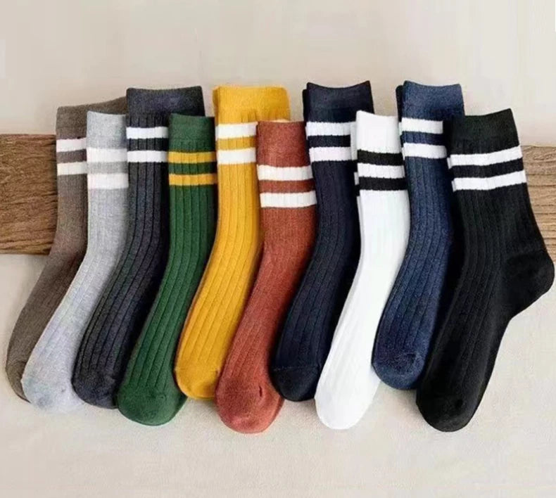5/10 Pairs Striped Harajuku Retro Socks - Casual, Breathable Cotton Socks for Men & Women