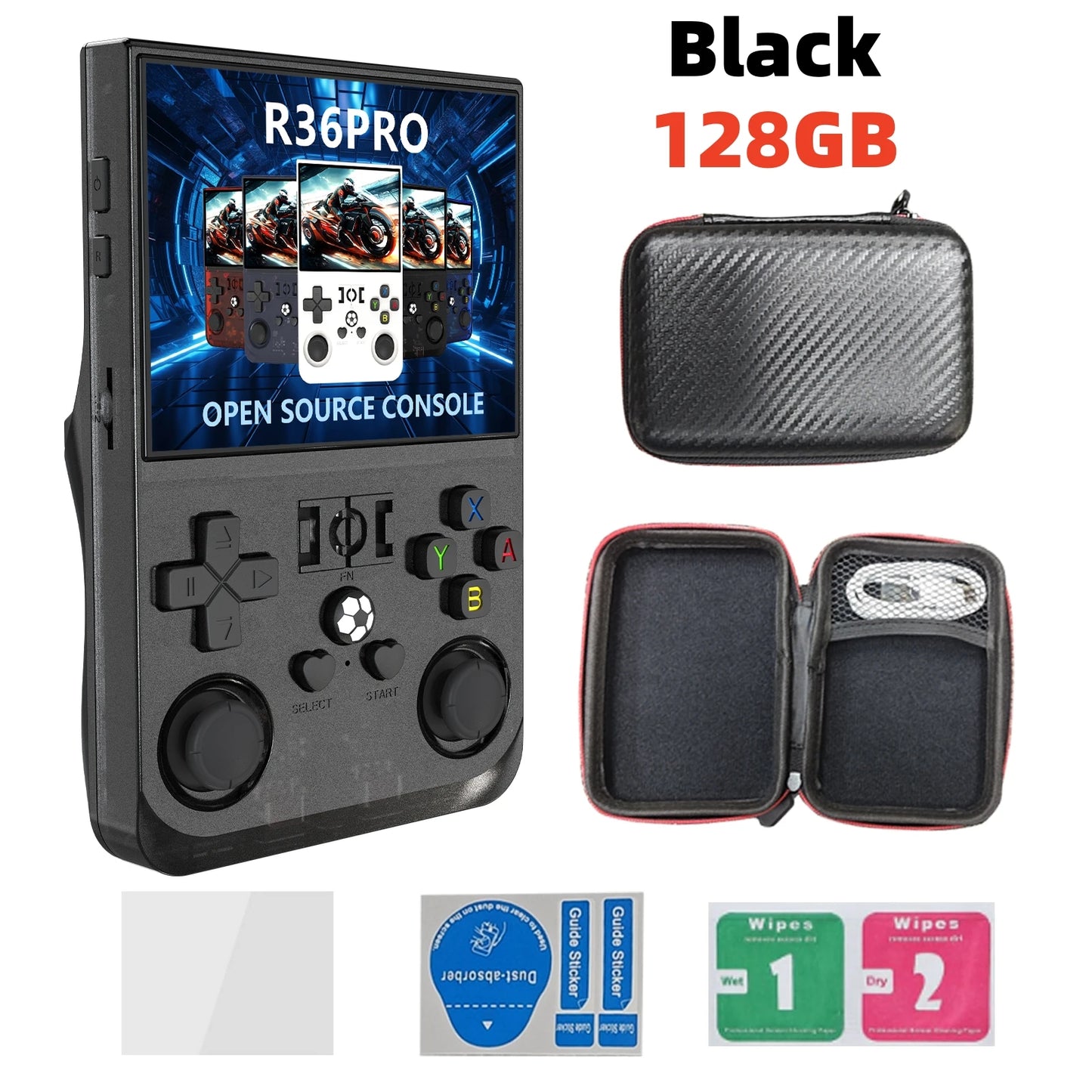 Open Source R36 PRO Retro Handheld Game Console 3.5" IPS Screen Linux Portable Player with 128GB Games