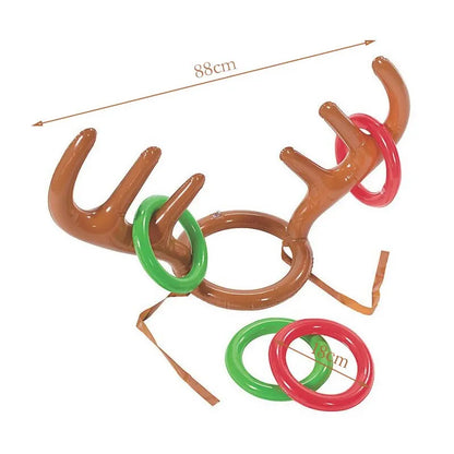 Inflatable Reindeer Antler Hat Ring Toss Game – Kids Christmas & Family Party Toy, Xmas 2023 Decor