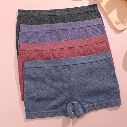 4pcs Women’s Boxer Underwear — Comfortable Solid Color Hipster Boyshort Panties for Sports & Everyday Wear