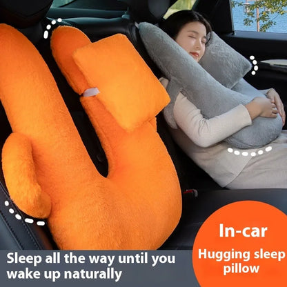 U-Shaped Multifunctional Car Pillow – Plush Travel Neck Pillow with Removable Sleeve