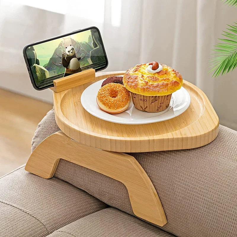 Portable Sofa Arm Tray – Clip-on Couch Armrest Table for Snacks, Drinks, and Remote Control