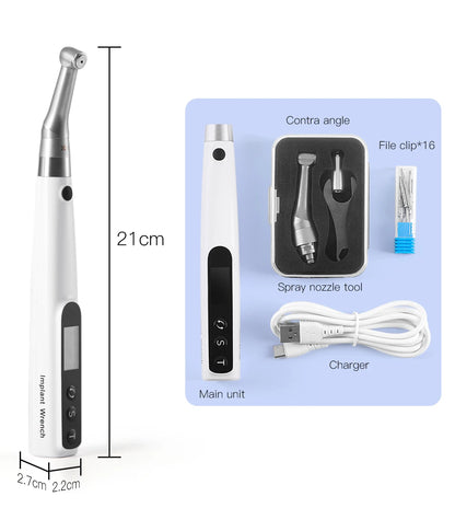 AZDENT Wireless Dental Implant Motor – Electric Torque Driver with 16 Screwdrivers & Contra Angle