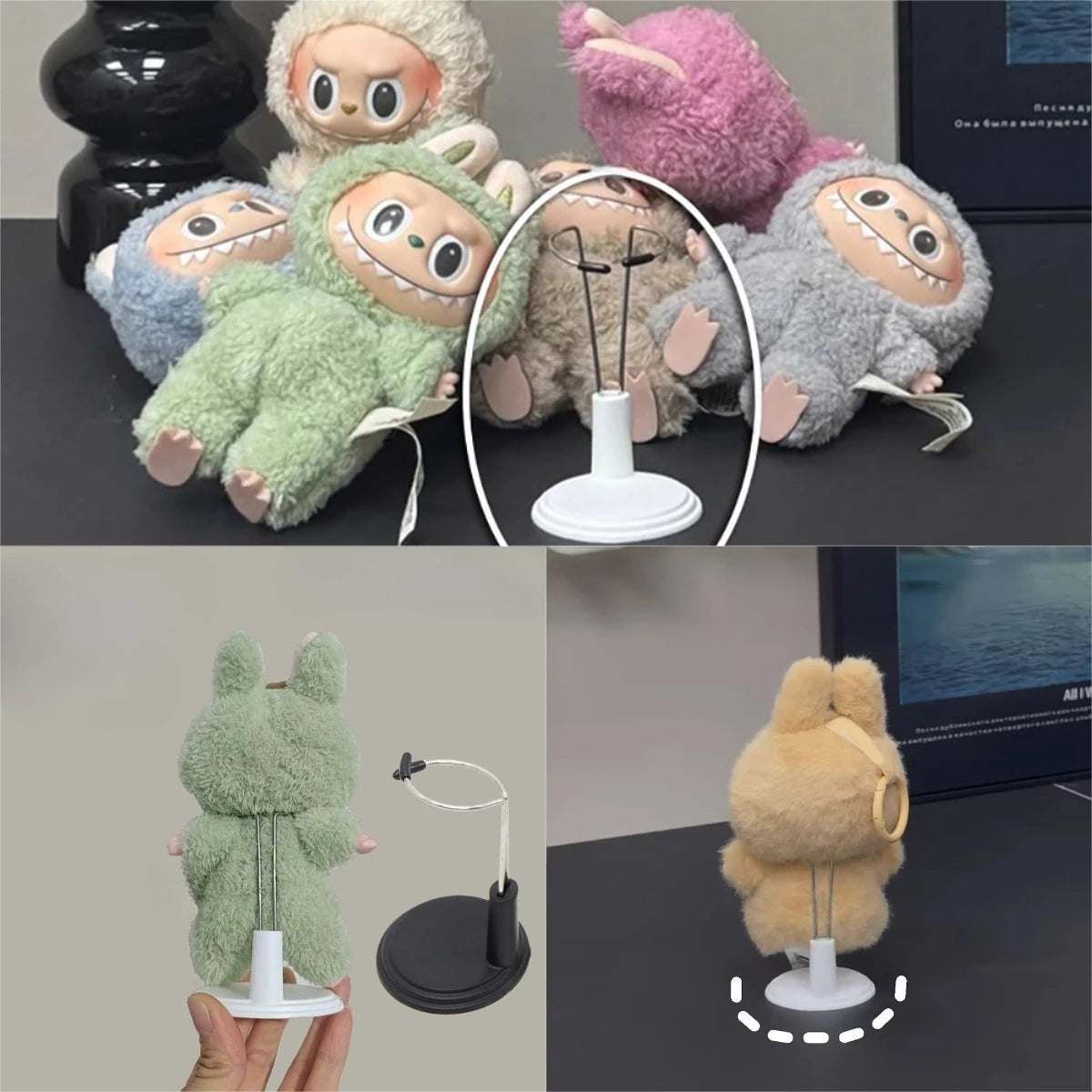 Adjustable Doll Display Stand - Plastic Action Figure Holder Bracket for Labubu, Skull Panda & Collectible Dolls