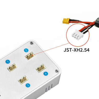 VIFLY ToothStor 4-Port 2S Balance Charger – LCD Display with Storage Mode for LiHV/LiPo RC FPV Racing Drone Batteries