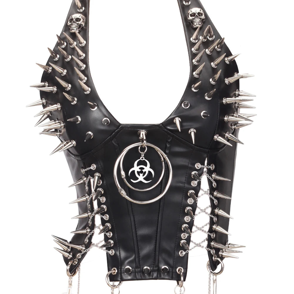 Y2K Gothic Spiked Tank Top - Punk Rock Emo Grunge Festival Style for Women
