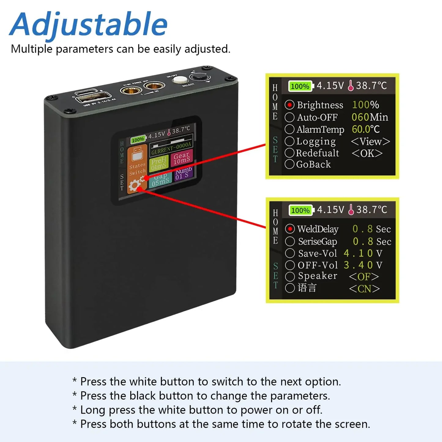 Portable Digital Spot Welder Kit — 18650 Lithium Battery Welder with 30-Speed Adjustable & Color Display