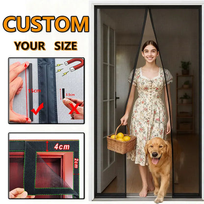 Strong Magnetic Mosquito Door Net Screen – Custom Size Fly Insect Mesh Curtain, Automatic Close Invisible Protection for Indoor & Outdoor Use