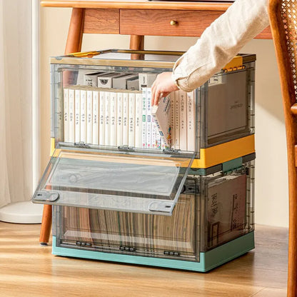 Foldable Transparent Storage Trunk — Large Capacity Plastic Organizer Box for Home, Wardrobe, and Clothes Storage