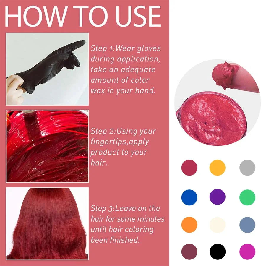 Halloween Hair Color Wax – Easy Wash DIY Temporary Hair, Eyebrow & Beard Dye Cream
