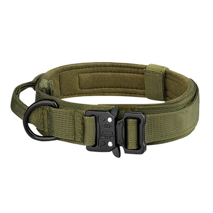 Outdoor Tactical Nylon Dog Collar with Metal Buckle – Breathable Training Collar for Medium & Large Dogs
