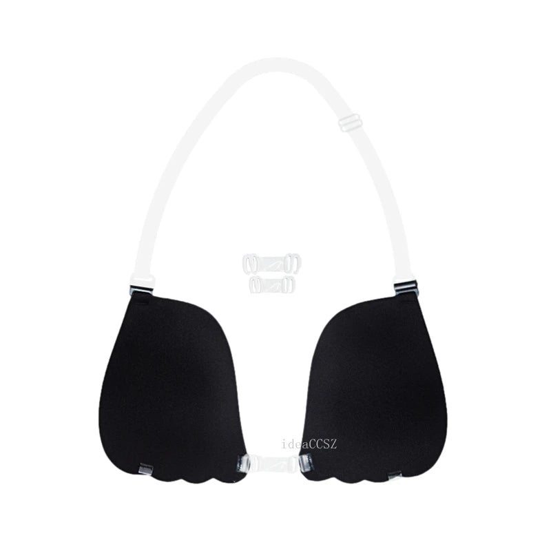 Adhesive Silicone Push-Up Bra - Invisible Backless Lingerie with Transparent Straps for Women