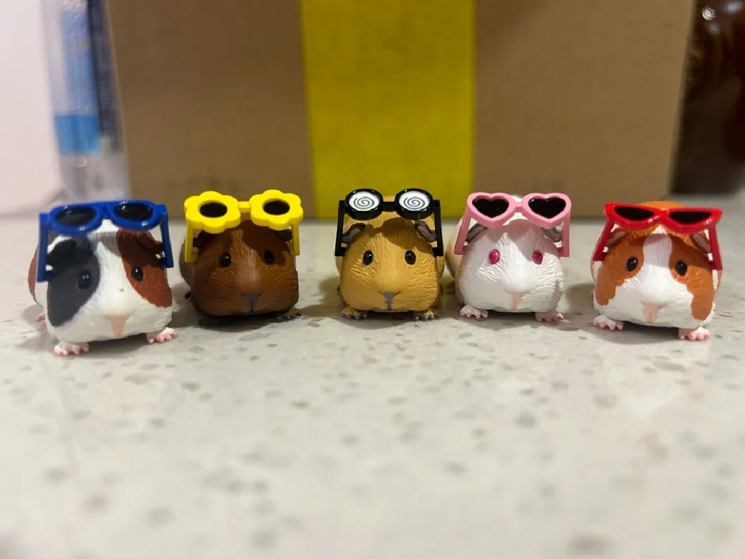 Guinea Pig with Sunglasses Blind Box – Cute Mini Anime Action Figure, Kawaii Desktop Decoration & Collectible Toy, Birthday Gift