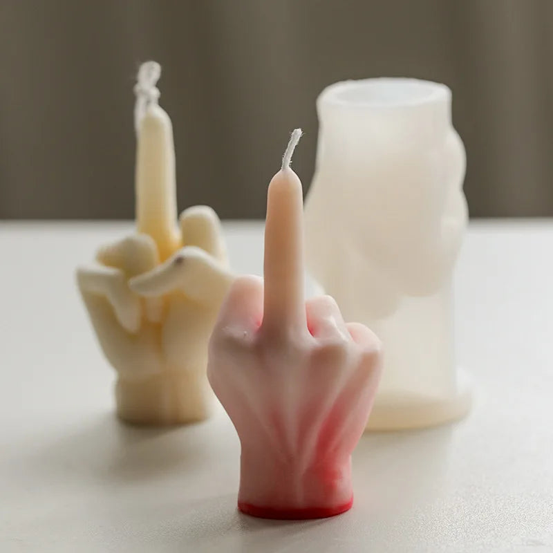 3D Middle Finger Candle Silicone Mold | DIY Gesture Aromatherapy Craft Tool | Soap, Resin, Plaster Art Making | Holiday Party Gift Idea