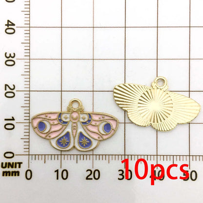 10–12 Piece Halloween Enamel Charms Set - Colorful Moth and Butterfly Pendants for DIY Jewelry Making & Crafts