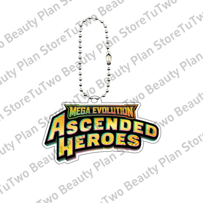 Anime PTCG Mega Evolution Acrylic Keychain – Pocket Monster Logo Cartoon Bag Pendant Keyring Collectible Gift Toy Series
