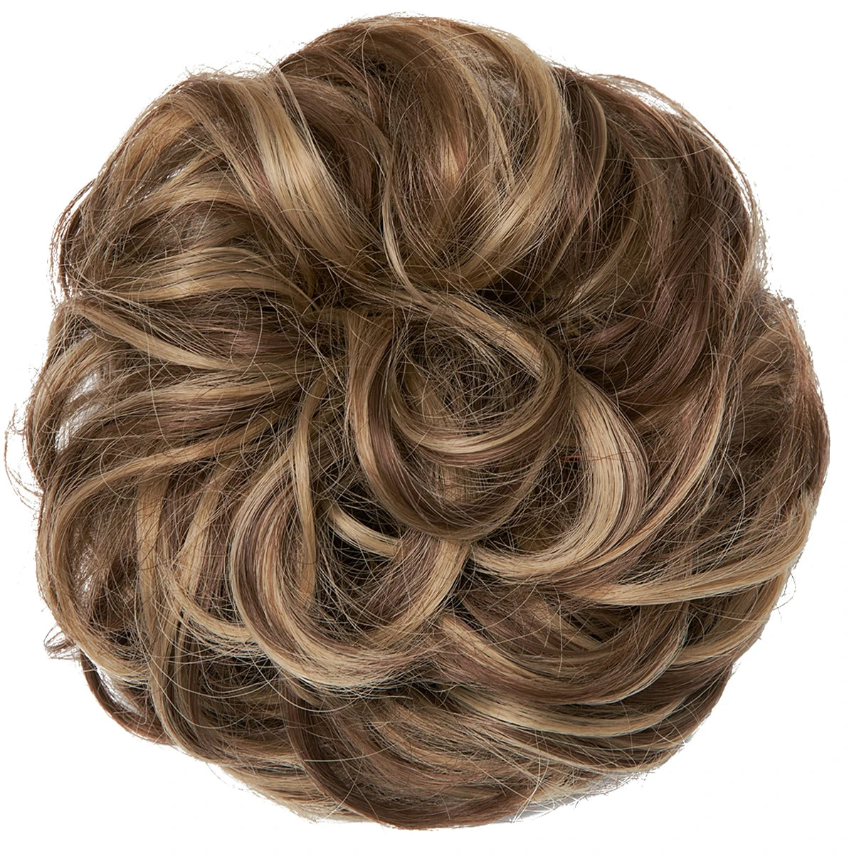 Synthetic Messy Hairpiece Chignon Scrunchie – Blonde & Brown Donut Bun for Women, Elastic Daily Use Hair Extension H9