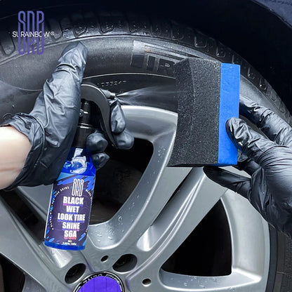 Black Wet Look Tire Shine Dressing Spray – Glossy Tire, Vinyl & Plastic Clear Coat with UV Protection