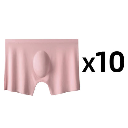 Men’s 10-Pack Ice Silk Boxers – Ultra-Thin Seamless Breathable Summer Underwear Shorts Set